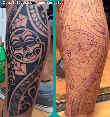 Tattoo photo Maori, Leg