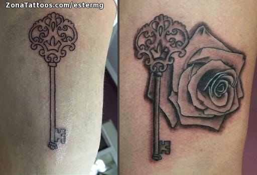Tattoo photo Flowers, Keys, Roses