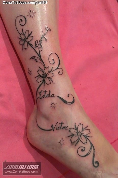 Tattoo photo Flowers, Vines, Ankle