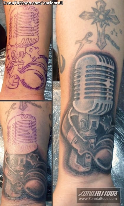 Foto de tatuaje Micrófonos, Auriculares, Antebrazo