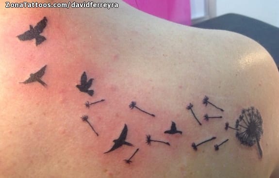 Tattoo photo Dandelions, Birds, Animals