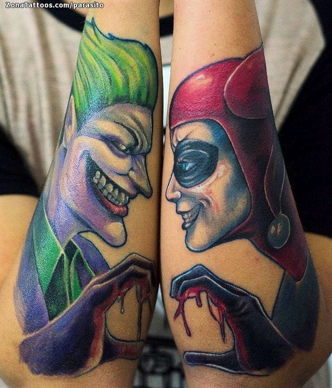 Tattoo photo Joker, Harlequin, Comics