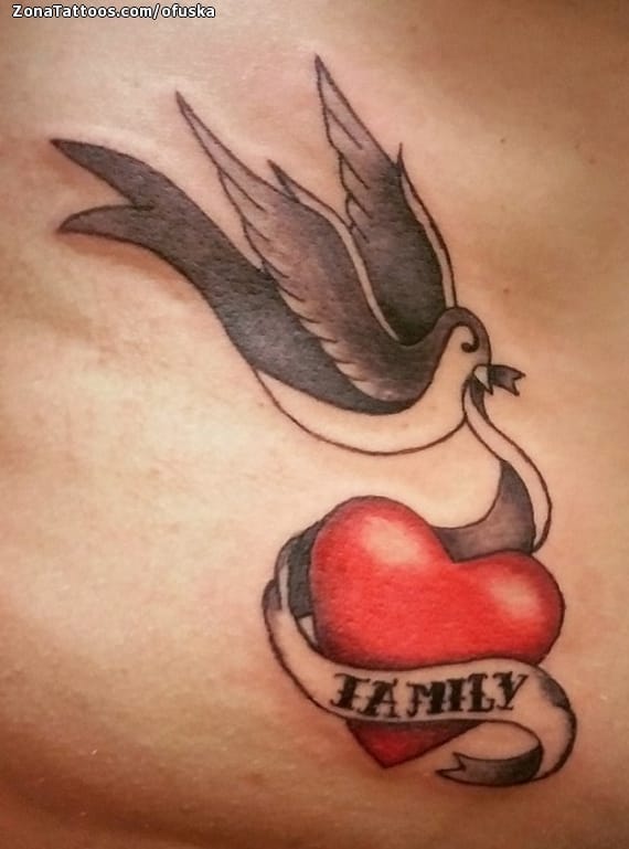 Tattoo photo Swallows, Hearts, Birds