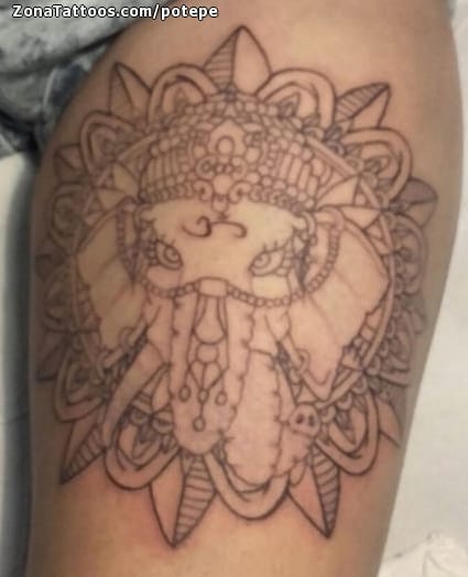 Foto de tatuaje Mándalas, Ganesha