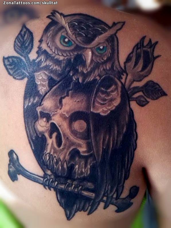 Tattoo photo Owls, Skulls, Bones