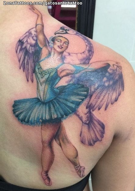 Tattoo photo Ballerinas, Shoulder blade, Swans