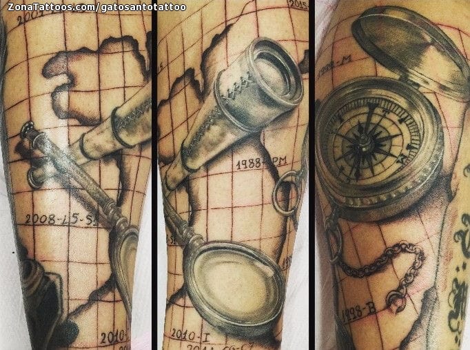 Tattoo photo Compasses, Maps, Lens
