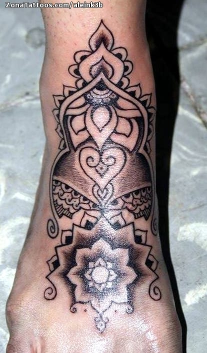 Tattoo photo Mandalas, Instep, Foot