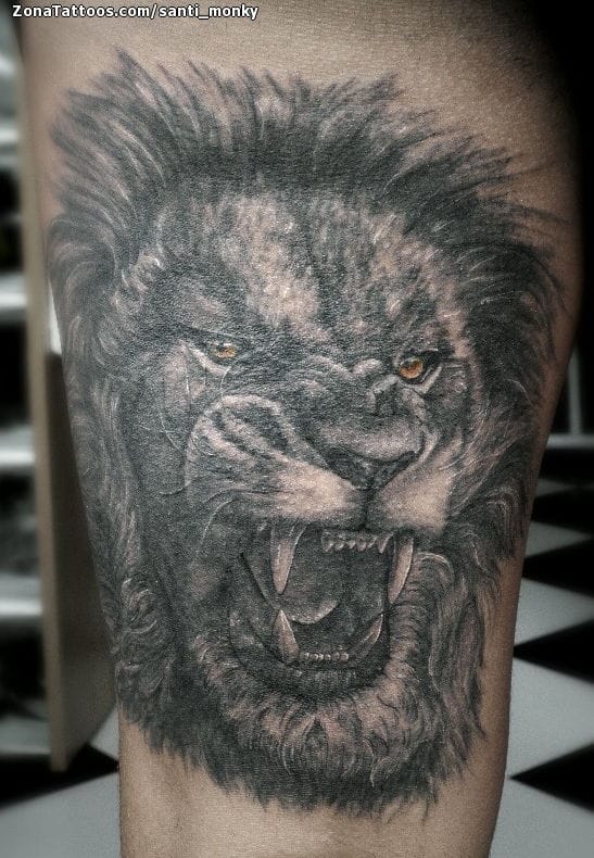 Tattoo photo Lions, Animals, Thigh