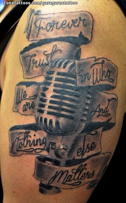 Tattoo photo Microphones, Scrolls, Messages