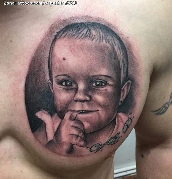 Foto de tatuaje Retratos, Bebés, Pecho