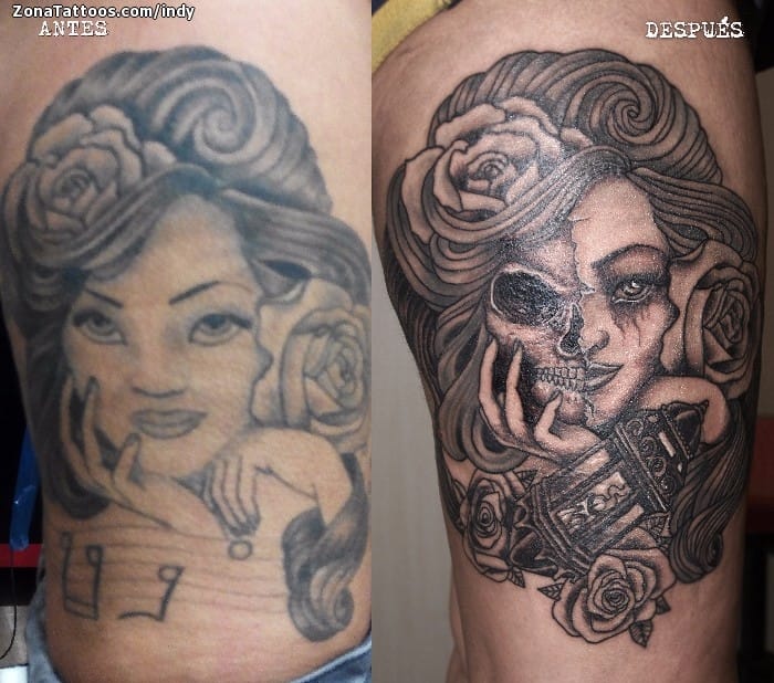 Tattoo photo Cover Up, Skulls, Lighthouses