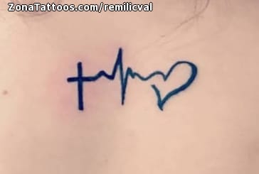 Foto de tatuaje Cruces, Electrocardiogramas, Corazones