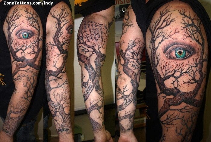 Tattoo photo Eyes, Trees, Sleeves