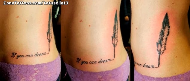 Foto de tatuaje Plumas, Letras, Frases