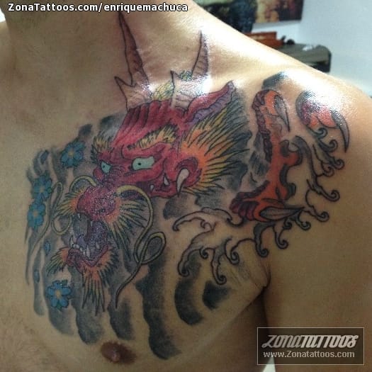 Tattoo photo Dragons, Asian, Chest