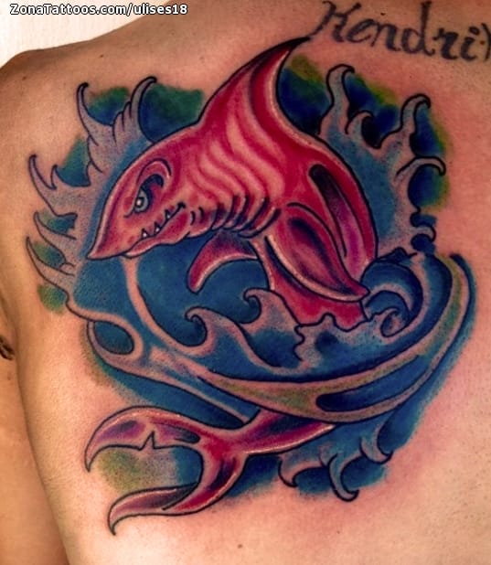 Foto de tatuaje Tiburones, Olas, Agua