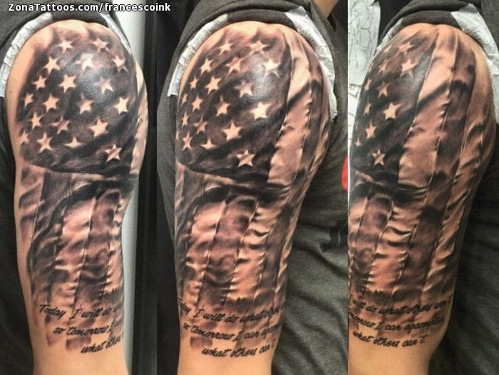 American Flag Tattoo Shoulder Tattoo  Veteran Ink