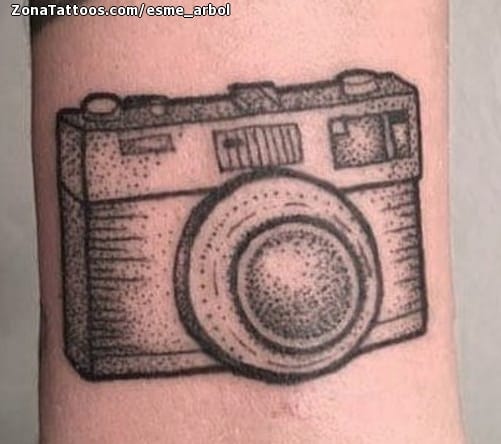 Foto de tatuaje Cámaras de Fotos, Puntillismo