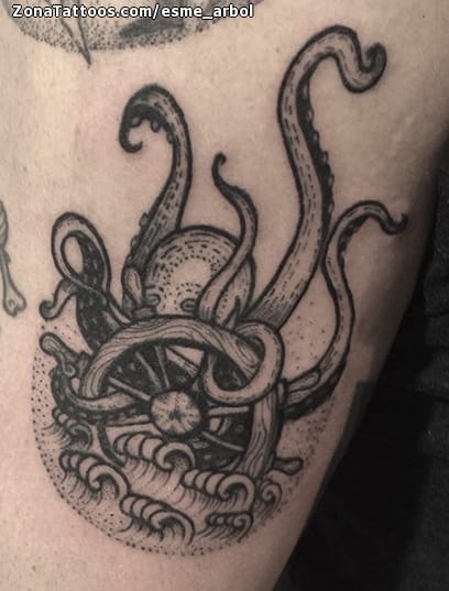 Tattoo photo Octopuses, Animals, Steering wheels