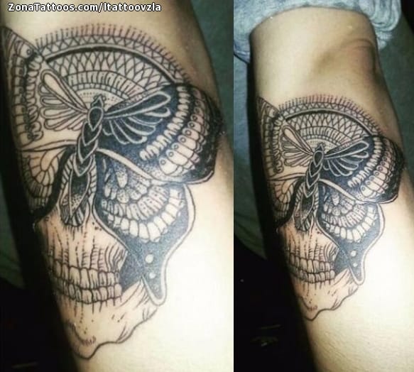 Tattoo photo Skulls, Butterflies, Insects