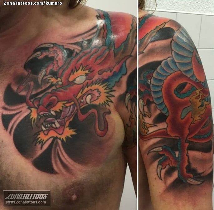 Foto de tatuaje Dragones, Orientales, New School