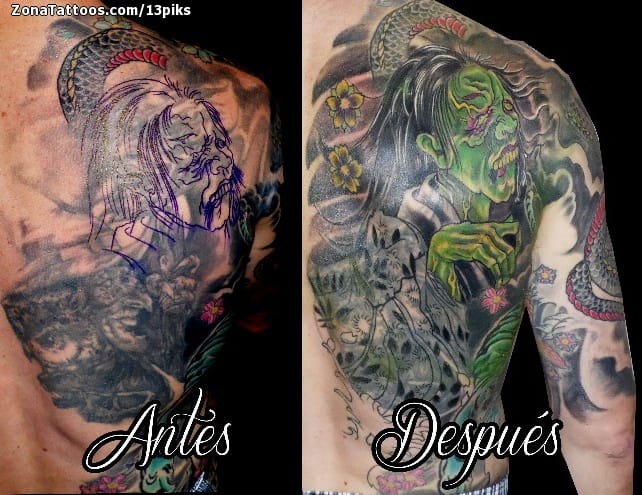 Foto de tatuaje Cover Up, Orientales, Demonios