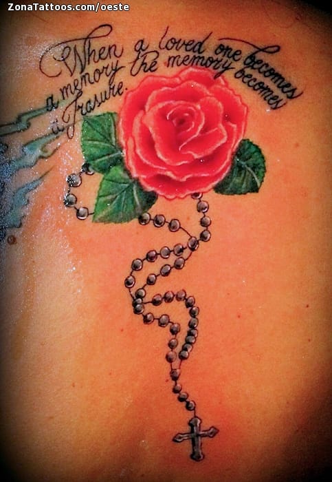 Tattoo photo Letters, Roses, Rosaries