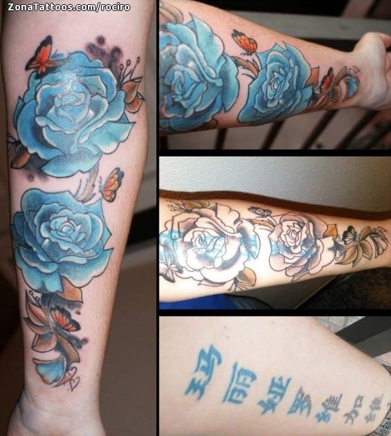 Tattoo photo Flowers, Roses, Butterflies