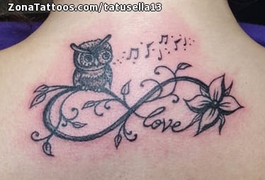 Tattoo photo Infinity, Flowers, Owls