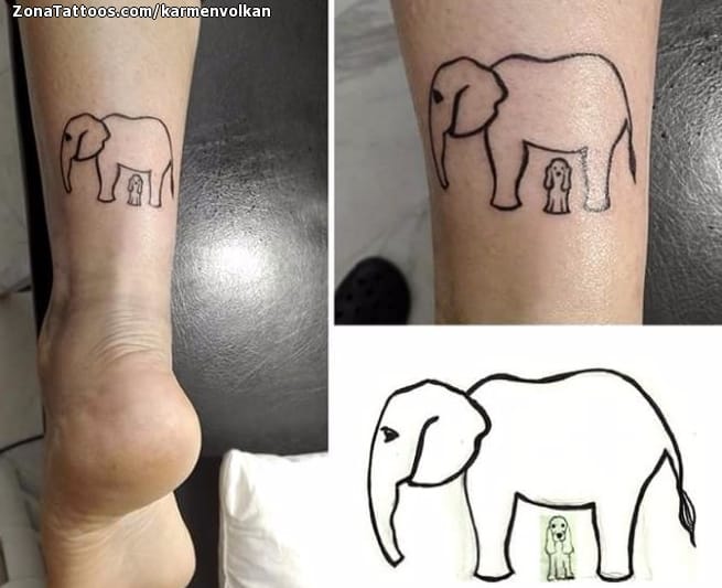 Foto de tatuaje Perros, Elefantes, Animales