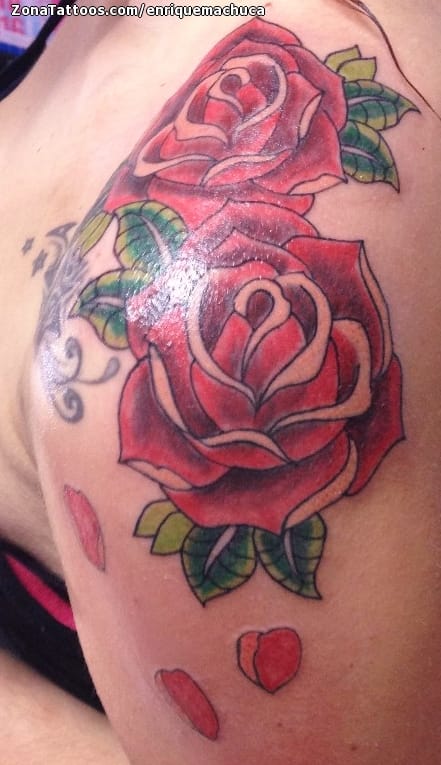 Tattoo photo Roses, Flowers, Shoulder