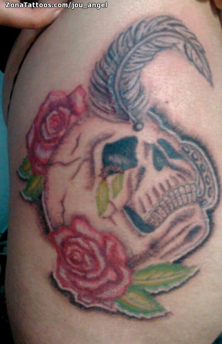 Tattoo photo Skulls, Feathers, Roses