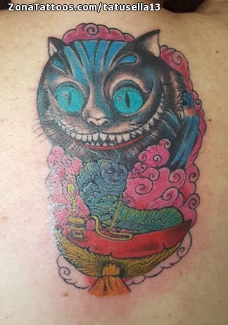 Tattoo photo Cheshire, Cats, Back