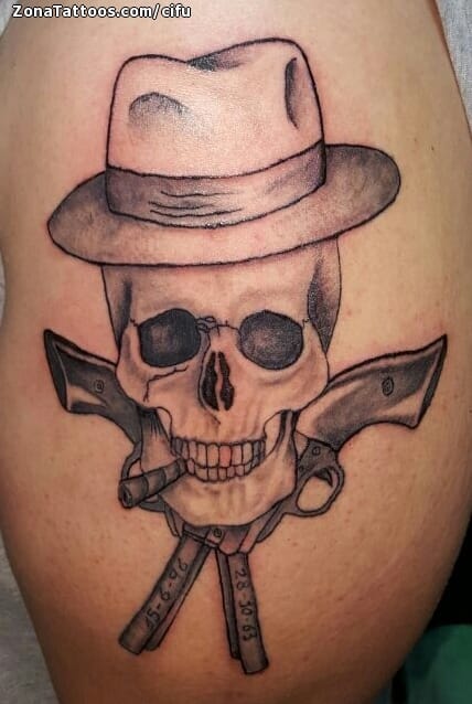 Foto de tatuaje Calaveras, Pistolas, Armas