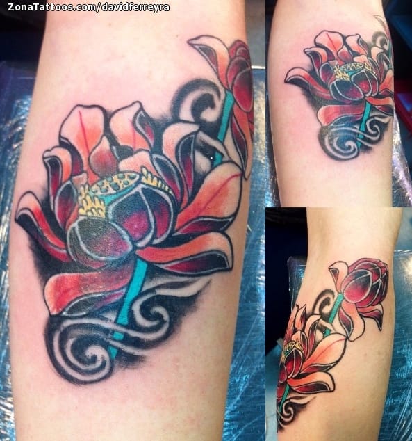 Foto de tatuaje Cover Up, Lotos, Flores