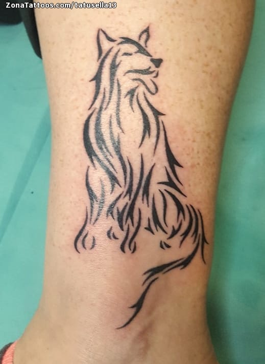 Tattoo photo Wolfs, Tribal, Ankle