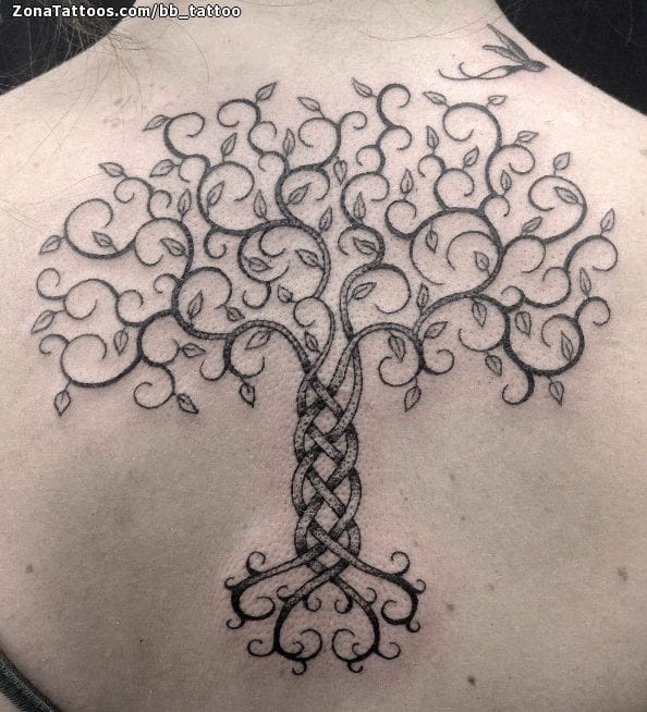 Tattoo photo Trees, Back, Pointillism