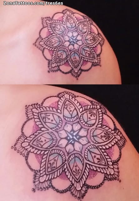 Tattoo photo Mandalas, Pointillism, Shoulder