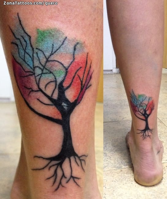 Tattoo photo Trees, Ankle, Watercolor