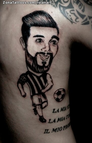 Tattoo of Caricatures, People, Soccer-Football