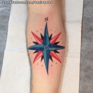 Tattoo photo Compass rose, Forearm