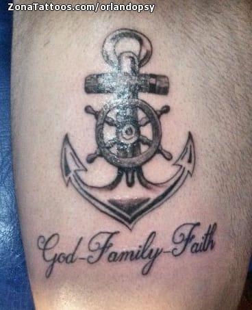 Black Ship Wheel And Anchor Tattoo On Couple Wrist