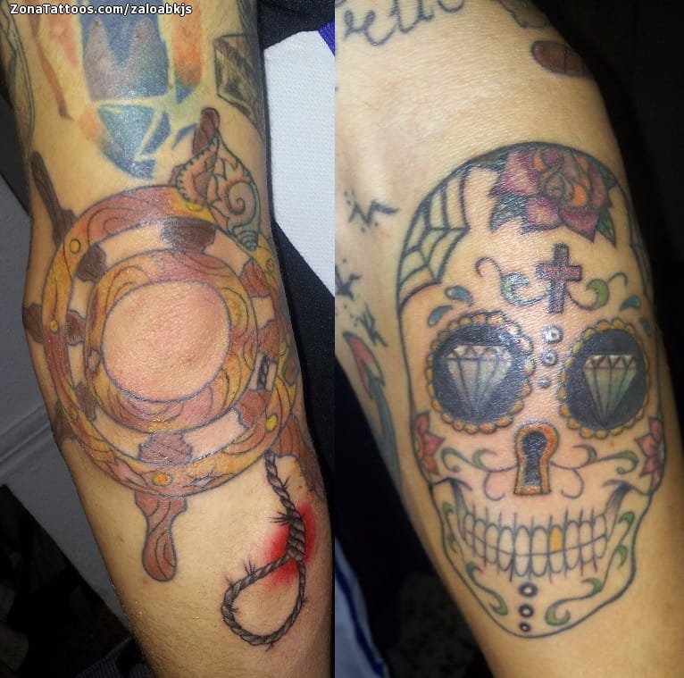 Foto de tatuaje Timones, Cuerdas, Sugar Skull