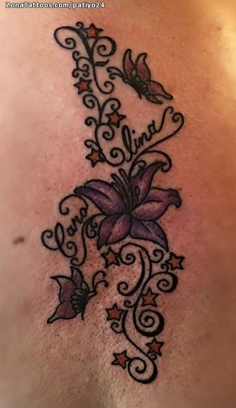 Foto de tatuaje Estrellas, Flores, Filigranas