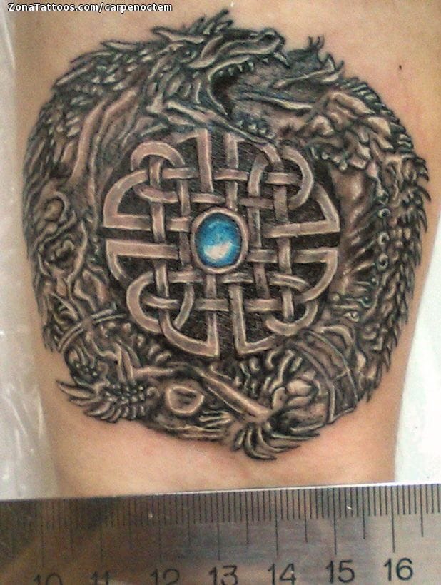 Tattoo of Uroboros, Celtic, Knots