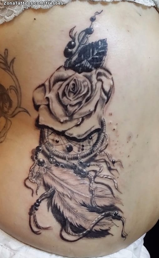 Tattoo photo Roses, Dreamcatcher, Cover Up