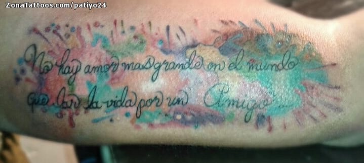 Foto de tatuaje Acuarela, Manchas, Frases