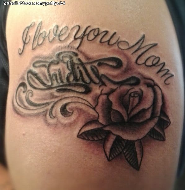 Foto de tatuaje Rosas, Letras, Flores