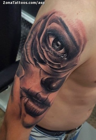 Foto de tatuaje Catrinas, Ojos, Flores